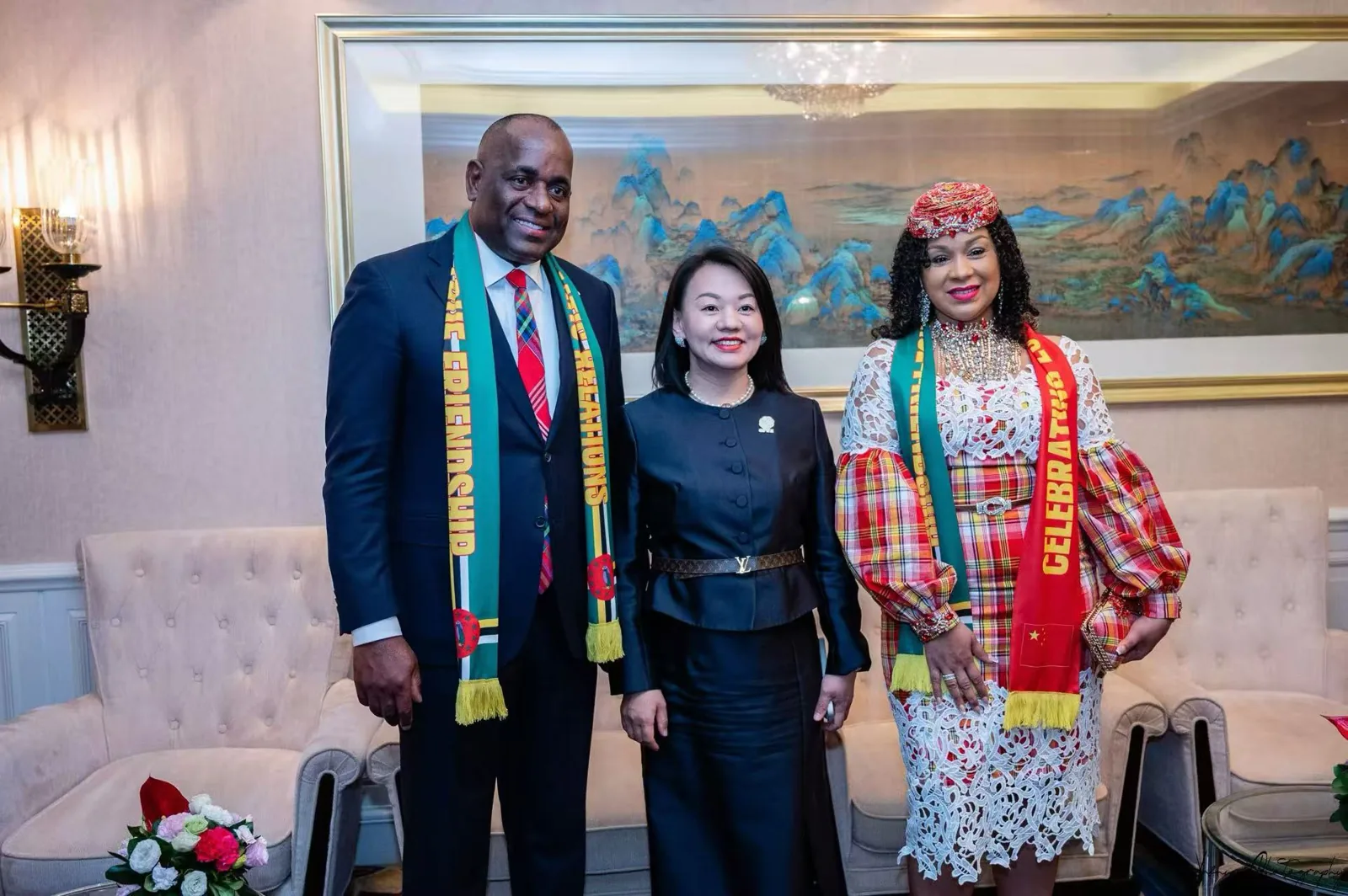 GFWE representative with The Hon. Roosevelt Skerrit, Prime Minister of the Commonwealth of Dominica, and Mrs. Melissa Skerrit